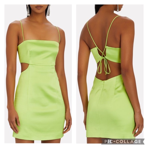 GAUGE81 Medium Green Marta Cutout Satin Mini Dress - Picture 1 of 13